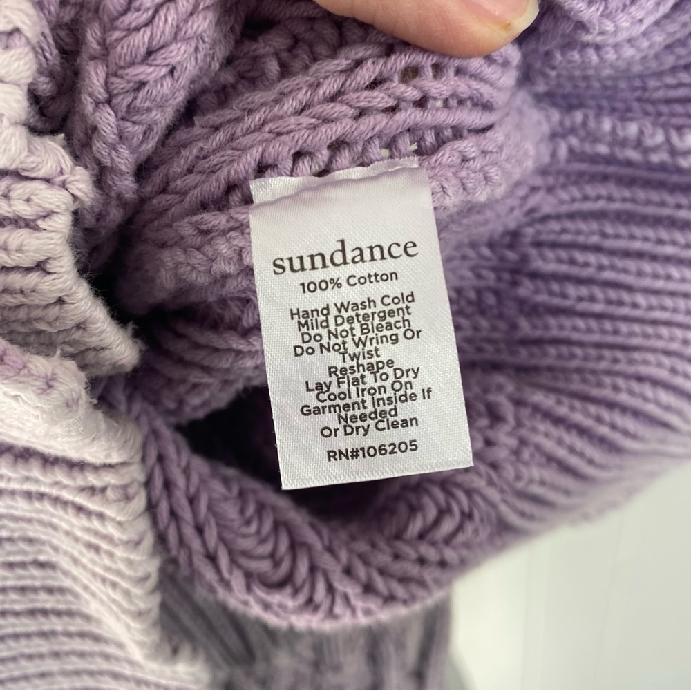SUNDANCE Lilac Purple Aveline Casual Cotton Crochet Boho Cardigan Lilac Sz XS - Picture 9 of 9